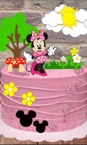 Arquivo de Corte Topo de Bolo Minnie Rosa Camadas