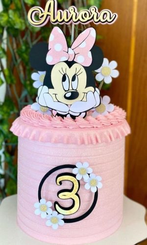 Arquivo de corte topo de bolo Minnie rosa camadas