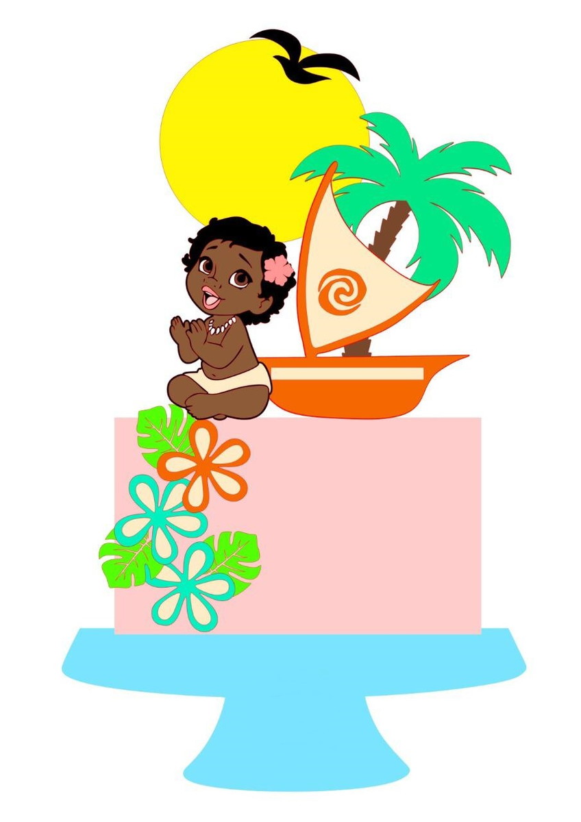 Arquivo de Corte - Topo de bolo Moana baby camadas #9