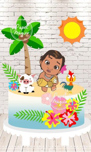 Arquivo de corte Topo de bolo Moana baby em camadas