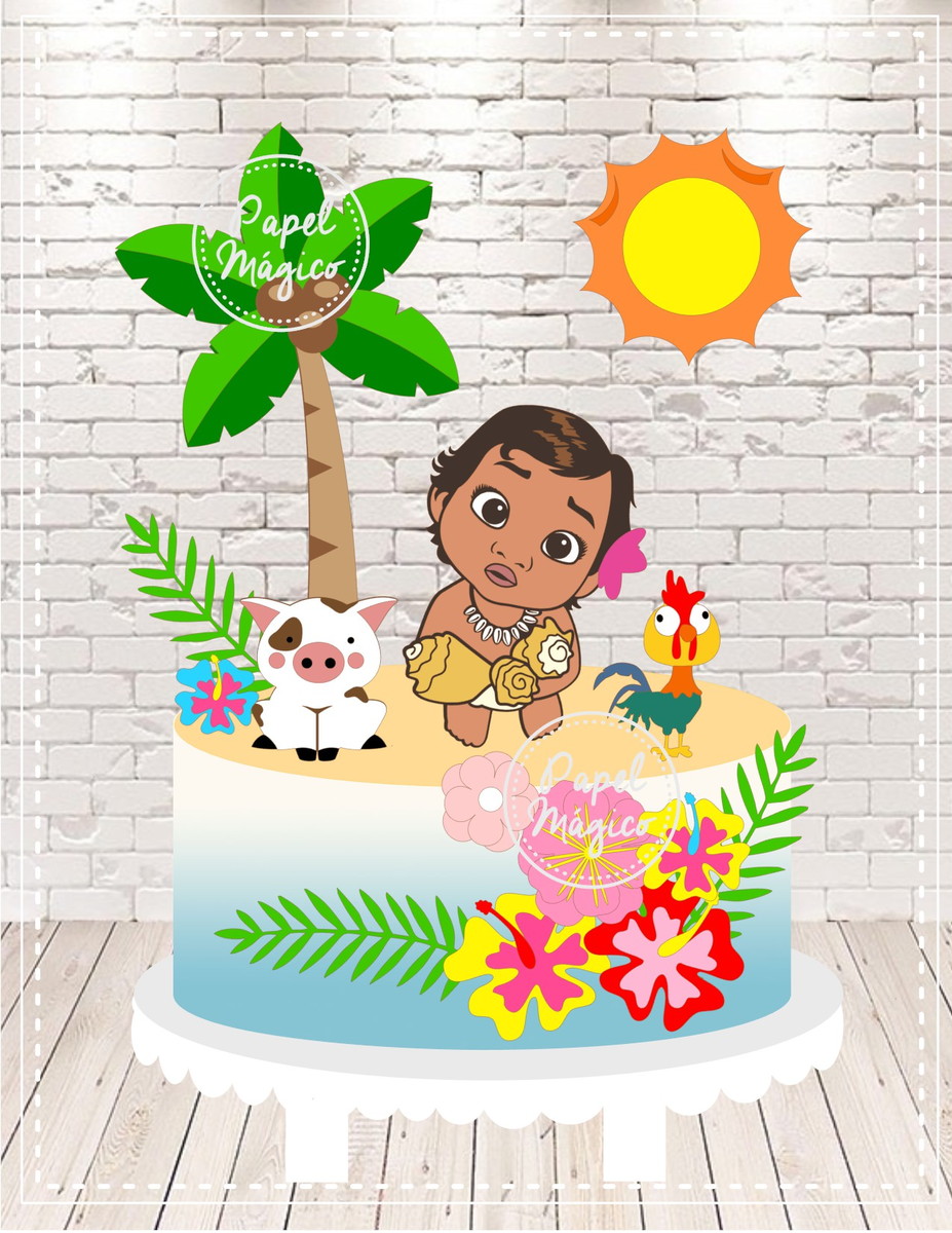 Arquivo de corte Topo de bolo Moana baby em camadas
