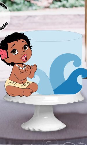 Arquivo de corte topo de bolo Moana Baby em camadas