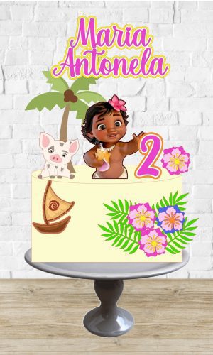Arquivo de Corte Topo de Bolo Moana Baby Flores