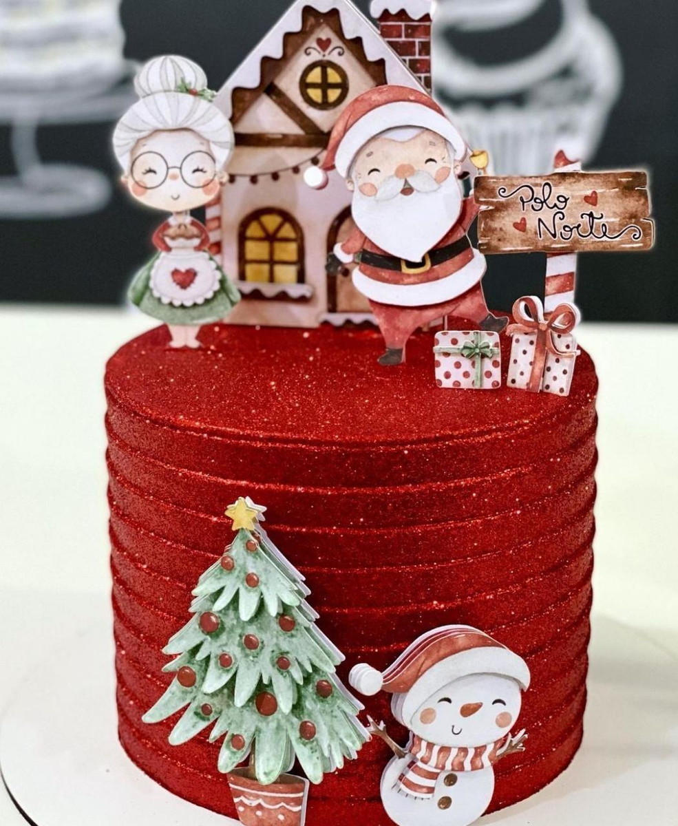 Arquivo de Corte Topo de Bolo Natal 2 Studio Não É Camadas