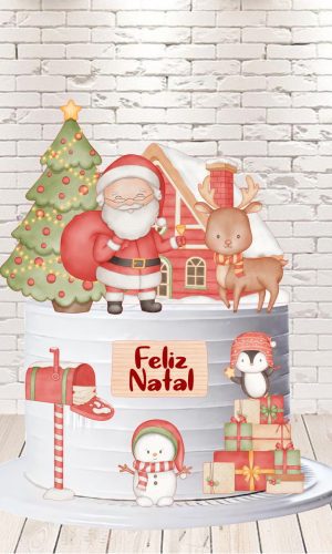 Arquivo de Corte Topo de Bolo Natal Aquarela em Studio