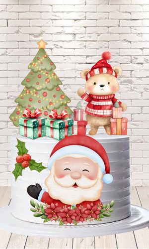 Arquivo de Corte Topo de Bolo Natal Aquarela em Studio e pdf