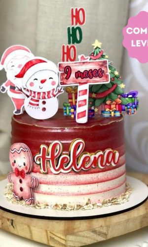 Arquivo de Corte Topo de Bolo Natal Aquarela