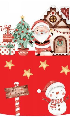 Arquivo de Corte Topo de Bolo Natal Aquarela Natalino