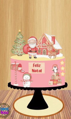 Arquivo de Corte Topo de Bolo Natal Aquarela
