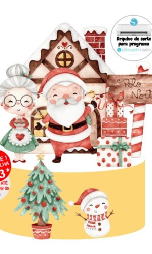 Arquivo de Corte Topo de Bolo Natal Aquarelado