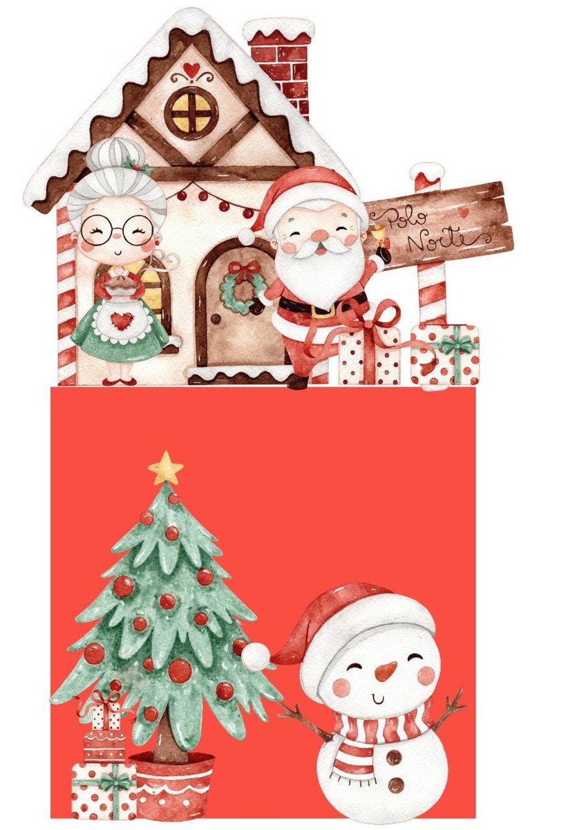 ARQUIVO DE CORTE TOPO DE BOLO Natal aquarelado