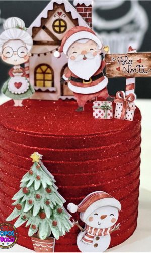 Arquivo de Corte Topo de Bolo Natal Aquarelado