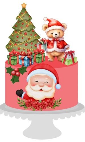 Arquivo de Corte Topo de Bolo Natal Aquarelado