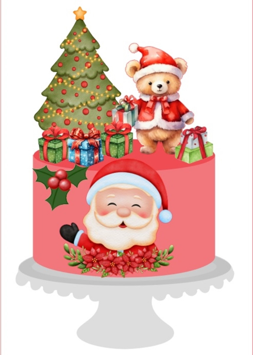 Arquivo de Corte Topo de Bolo Natal Aquarelado
