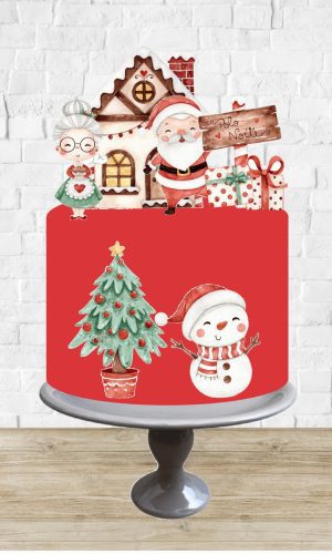 Arquivo de Corte Topo de Bolo Natal Aquarelado