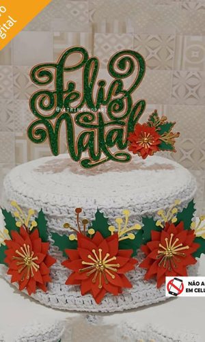 Arquivo de Corte Topo de Bolo Natal em Camadas com Flores
