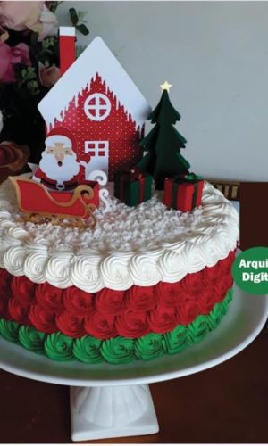 Arquivo de corte Topo de bolo Natal em camadas-COD.064