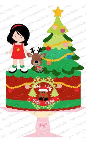Arquivo de Corte Topo de Bolo Natal Menina #3