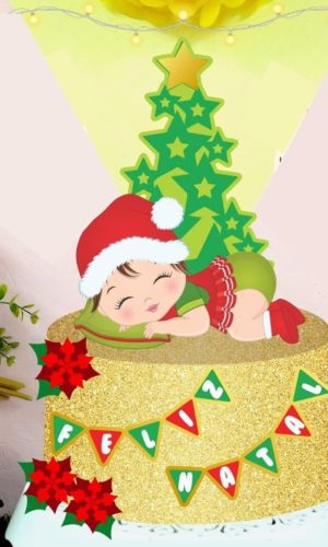 Arquivo de Corte Topo de Bolo Natal Menina e Menino