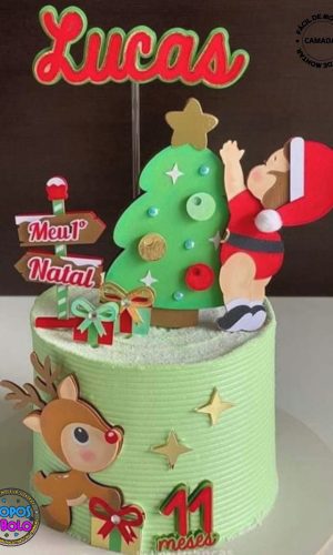 Arquivo de Corte Topo de Bolo Natal Menino e Rena
