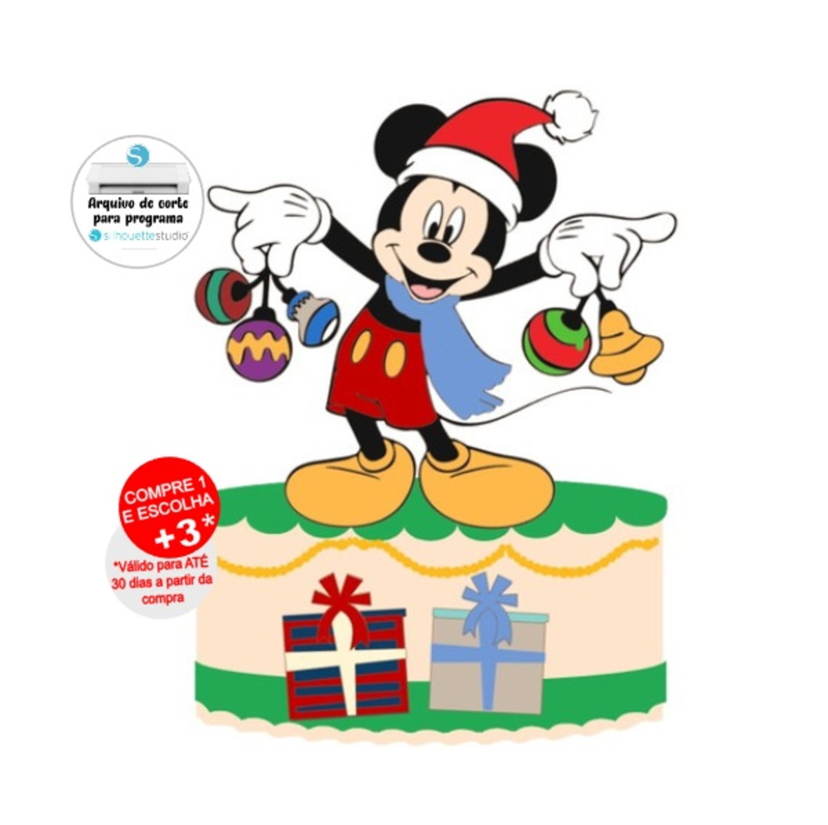 Arquivo de Corte Topo de Bolo Natal Mickey