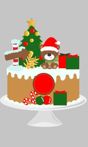 Arquivo de corte topo de bolo natal ursinho camadas-studio