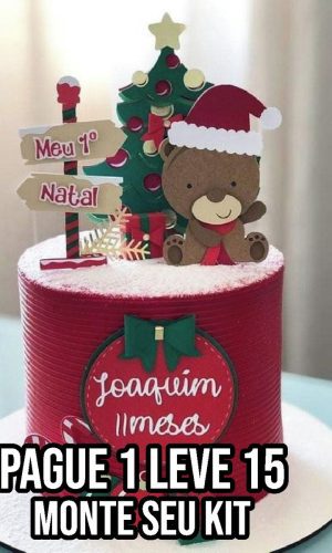Arquivo de corte Topo de bolo Natal Ursinho STUDIO +14 ARQUI