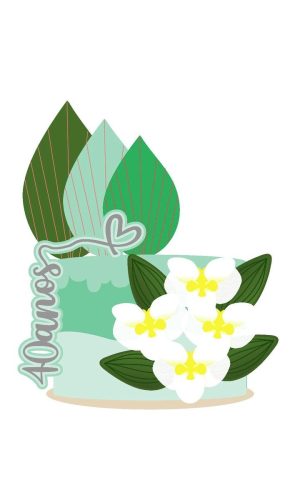 Arquivo de corte topo de bolo orquidea 40 anos folha leque
