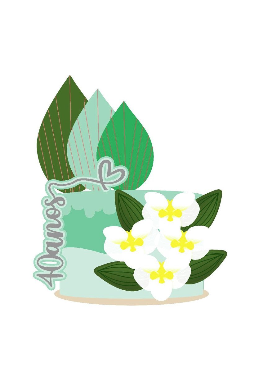 Arquivo de corte topo de bolo orquidea 40 anos folha leque