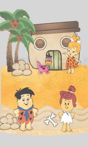 Arquivo de Corte Topo de Bolo os Flintstones Kids em Camadas