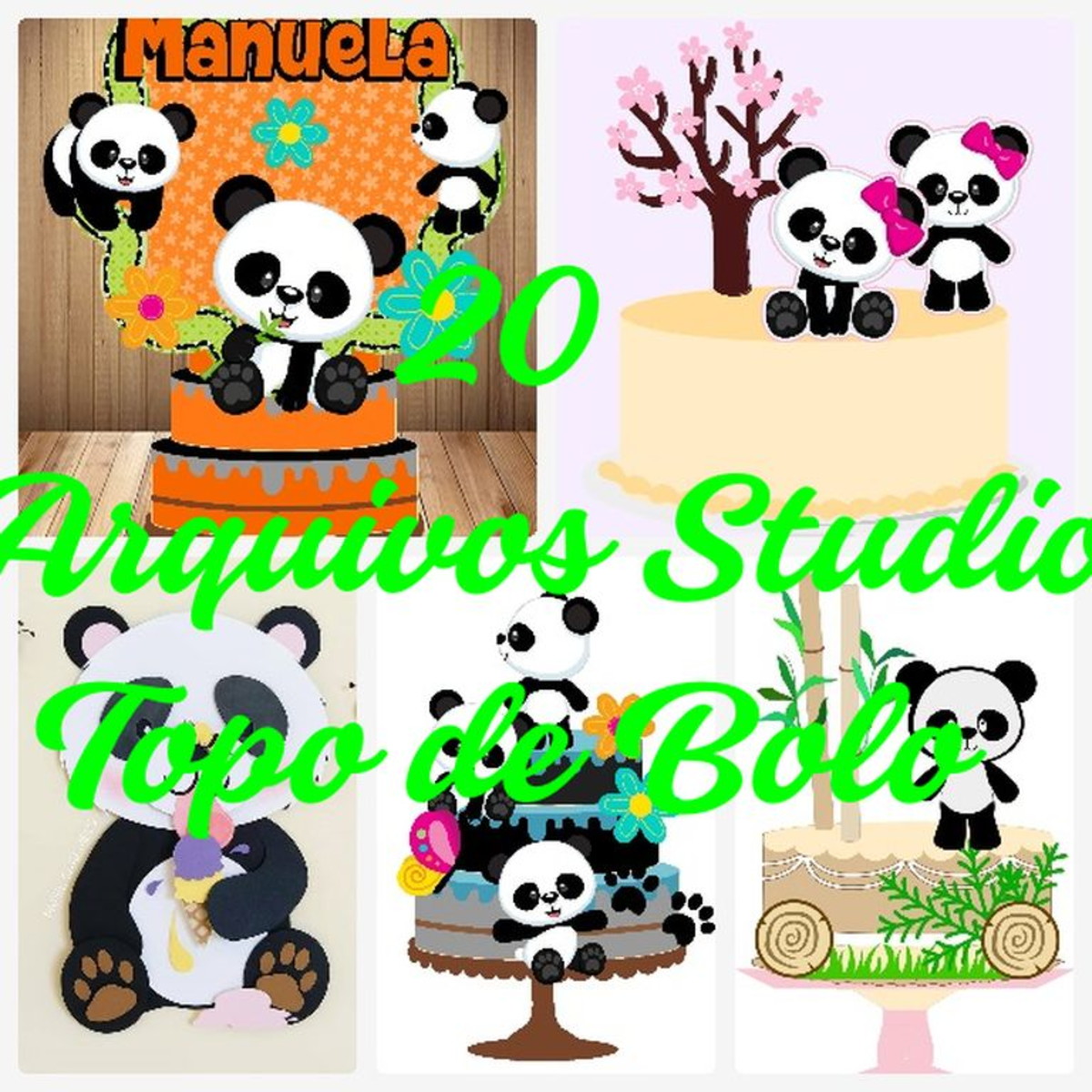 Arquivo de Corte Topo de Bolo - Panda - Imagem 2