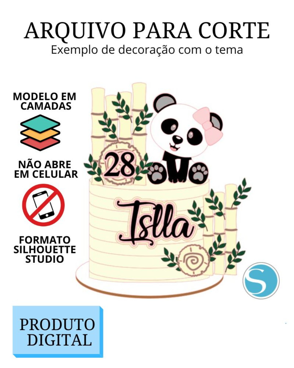 Arquivo de Corte Topo de Bolo- Panda - Imagem 2
