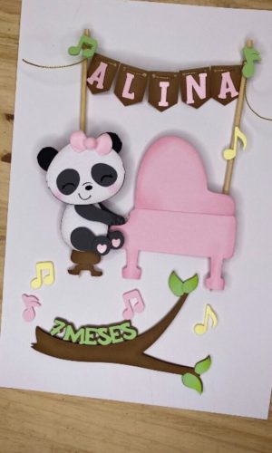 Arquivo de Corte Topo de Bolo Panda Pianista