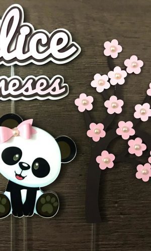 Arquivo de corte Topo de bolo Panda Rosa + BRINDES