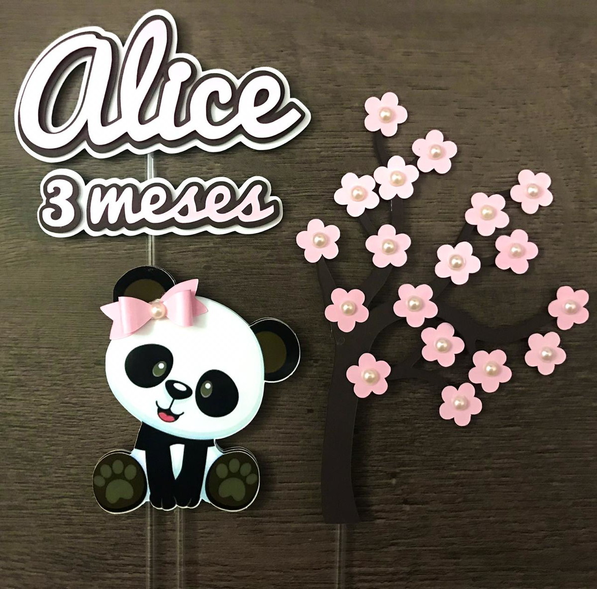 Arquivo de corte Topo de bolo Panda Rosa + BRINDES