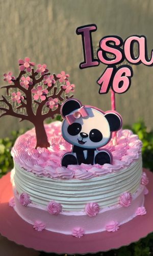 Arquivo de corte topo de bolo panda rosa