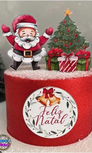 Arquivo de Corte Topo de Bolo Papai Noel Aquarelado