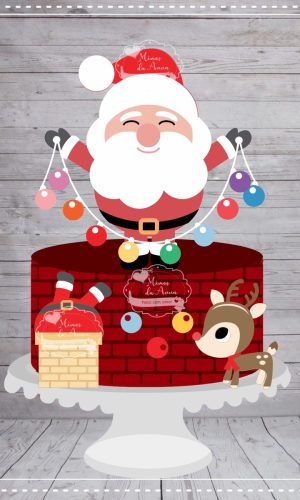 Arquivo de corte topo de bolo Papai Noel em camadas