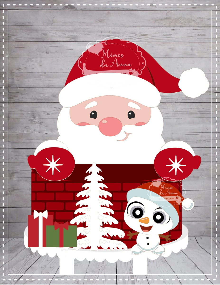 Arquivo de corte topo de bolo Papai Noel em camadas