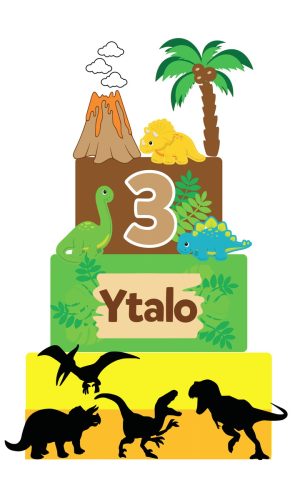 Arte Arquivo de Corte Topo de bolo para imprimir Dinossauro