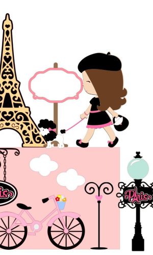 Arquivo De Corte Topo De Bolo Paris Menina