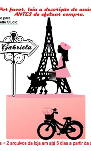Arquivo de Corte Topo de Bolo Paris Menina