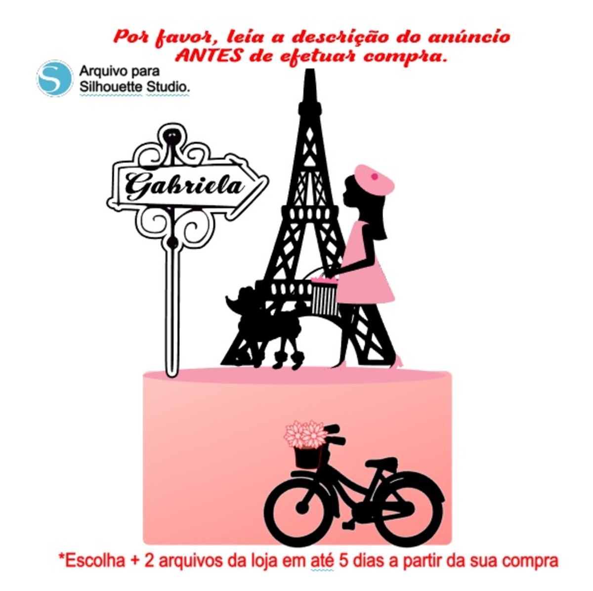 Arquivo de Corte Topo de Bolo Paris Menina