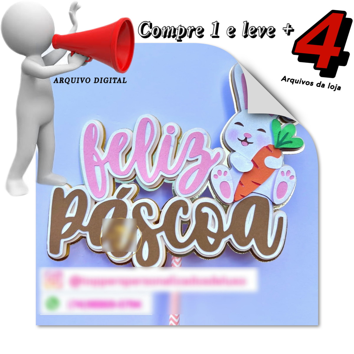 Arquivo de Corte Topo de Bolo Páscoa - 2 - Feliz Páscoa - Imagem 3