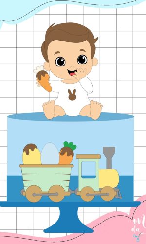 Arquivo de Corte: Topo de Bolo Páscoa Bebê Menino 186
