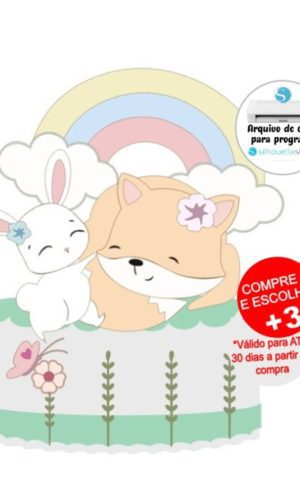 Arquivo de Corte Topo de Bolo Pascoa - Coelho e raposinha