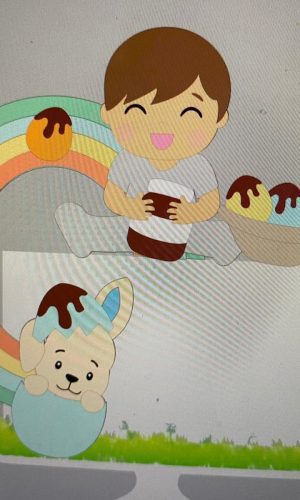 Arquivo de Corte Topo de Bolo Pascoa Coelho Menino Coelho