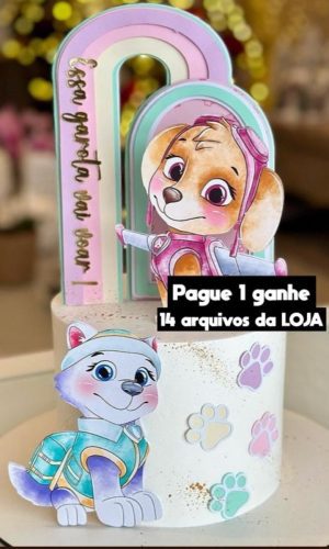 Arquivo de Corte- Topo de Bolo Patrulha Canina Aquarela