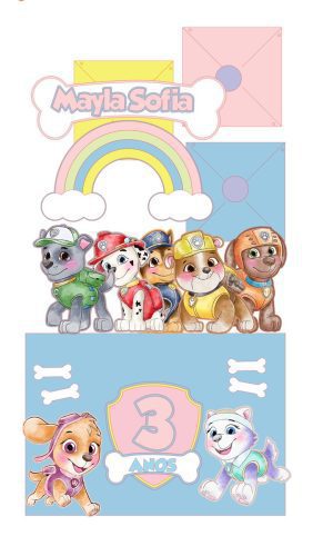 Arquivo de Corte Topo de Bolo Patrulha Canina Aquarela