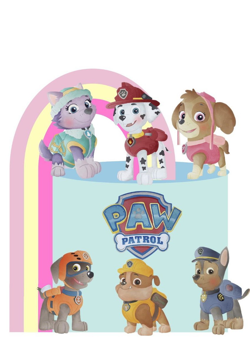 Arquivo De Corte Topo De Bolo Patrulha Canina Aquarelado